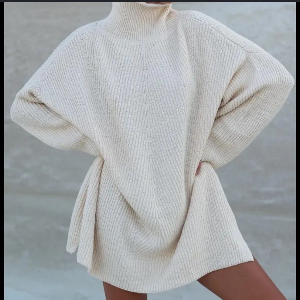Arraei Collective baby blue Cotton oversized turtleneck